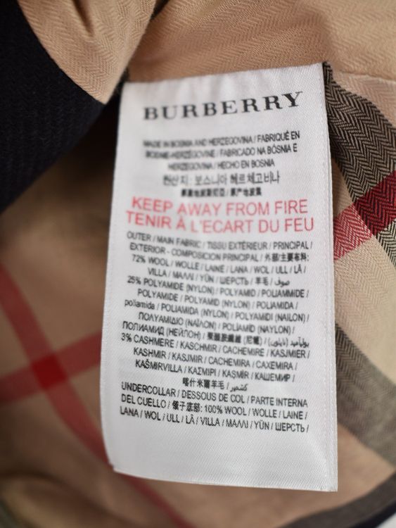 Burberry Mantel Gr.98 ( 3Jahre ), dunkelblau, 72% Wolle - 2ND STORY