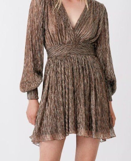Maje Kleid, Gr.34, Lurex, Kupfer/Silber Metallic - Kleid - 2ND STORY