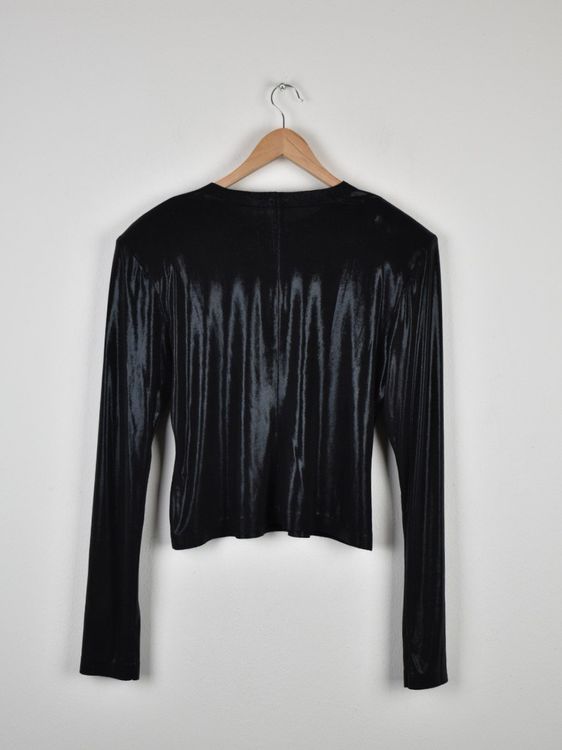 Norma Kamali Shoulder pad long sleeve crew, Gr.40 - Langarmshirt - 2ND STORY