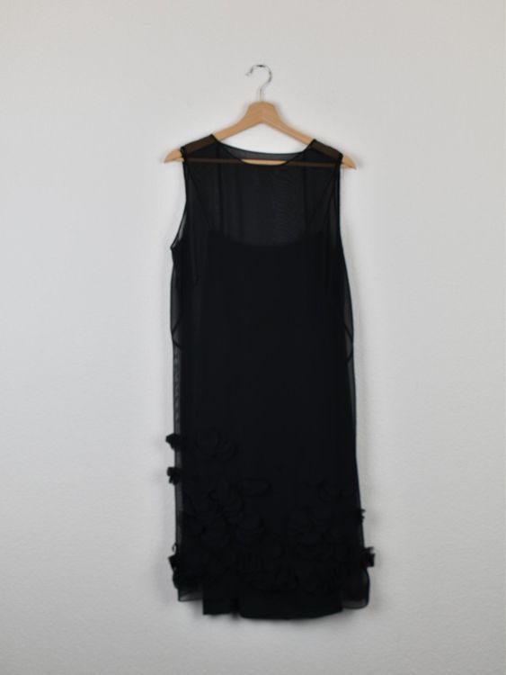 Akris Kleid, Gr.42, schwarz mit Stoffblüten - Kleid - 2ND STORY