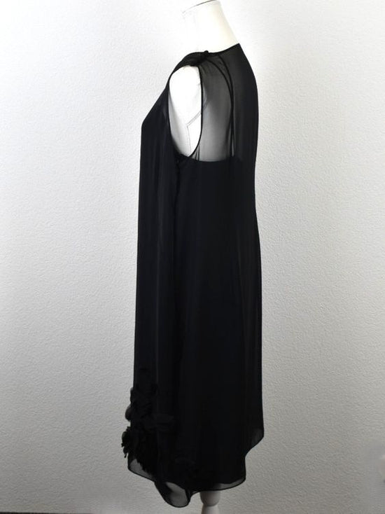 Akris Kleid, Gr.42, schwarz mit Stoffblüten - Kleid - 2ND STORY