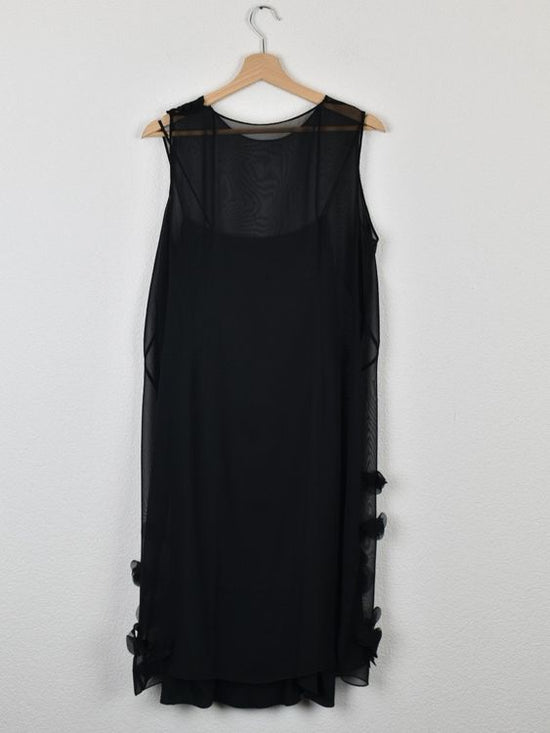 Akris Kleid, Gr.42, schwarz mit Stoffblüten - Kleid - 2ND STORY