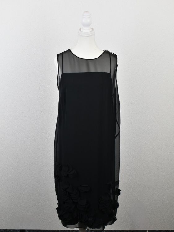 Akris Kleid, Gr.42, schwarz mit Stoffblüten - Kleid - 2ND STORY