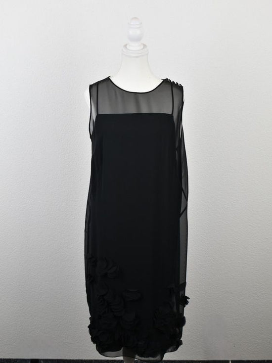 Akris Kleid, Gr.42, schwarz mit Stoffblüten - Kleid - 2ND STORY
