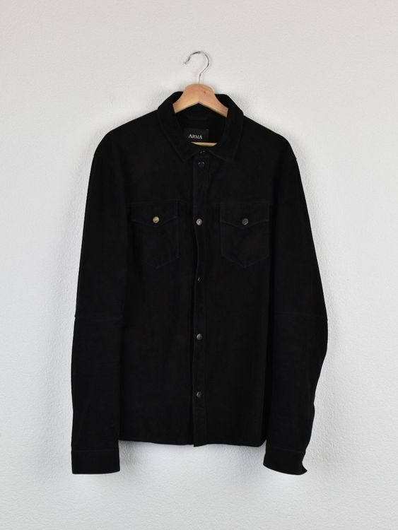 Arma Overshirt, Gr.54, Ziegenleder, schwarz, neuwertig - Lederhemd - 2ND STORY