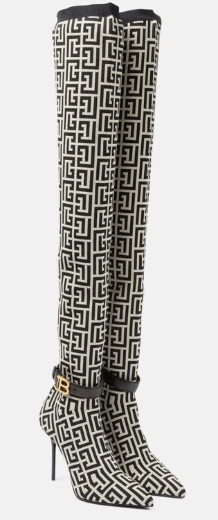 Balmain Raven Monogram Over-Knee-Stiefel, Gr.40, wie neu - stiefel - 2ND STORY