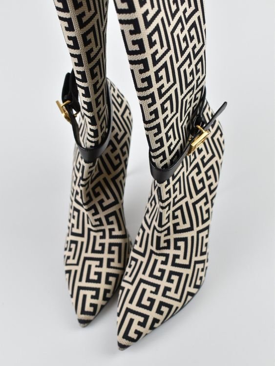 Balmain Raven Monogram Over-Knee-Stiefel, Gr.40, wie neu - stiefel - 2ND STORY
