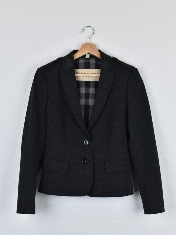 Burberry Brit Blazer, grau mit Lederdetails, Gr.36 - Blazer - 2ND STORY