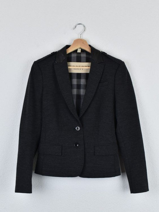 Burberry Brit Blazer, grau mit Lederdetails, Gr.36 - Blazer - 2ND STORY