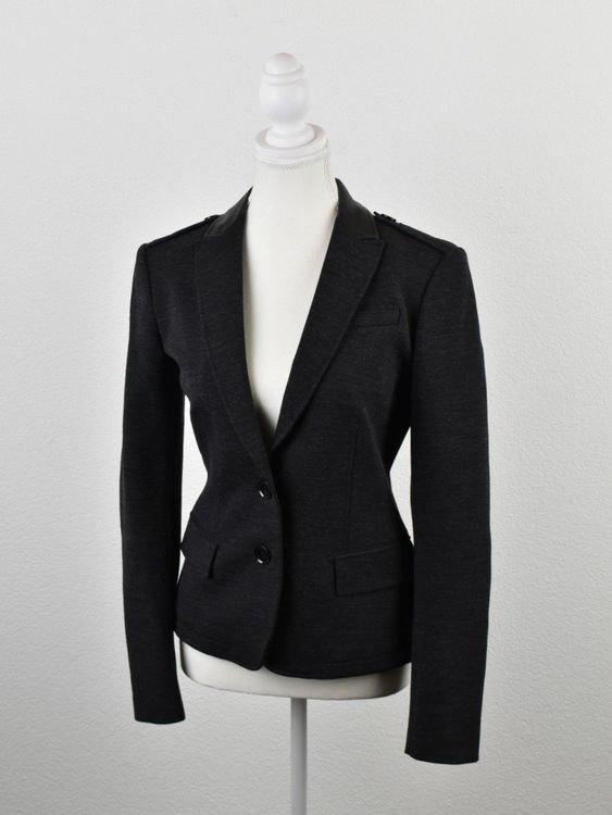 Burberry Brit Blazer, grau mit Lederdetails, Gr.36