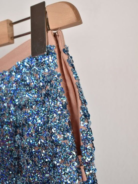 By Malene Birger Pailletten Rock, blau, Gr.34 - 2ND STORY