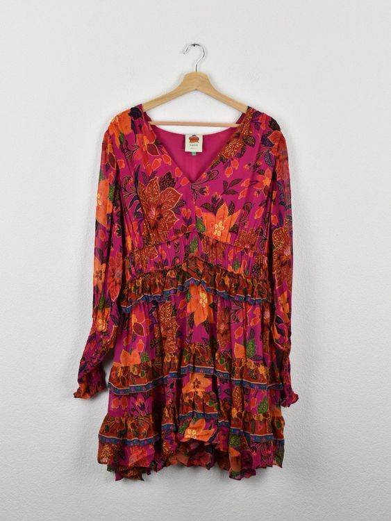 Farm Rio Tropical Tapestry Chiffon Minikleid, Gr.L, Viskose - Kleid - 2ND STORY