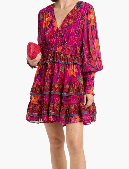 Farm Rio Tropical Tapestry Chiffon Minikleid, Gr.L, Viskose - Kleid - 2ND STORY