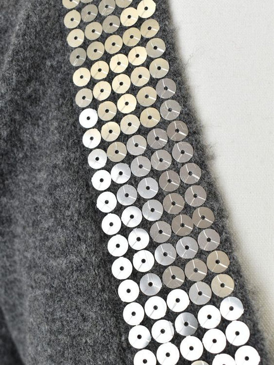 Gaudi Strickpullover mit Pailletten, grau, Gr.S-M - Pullover - 2ND STORY