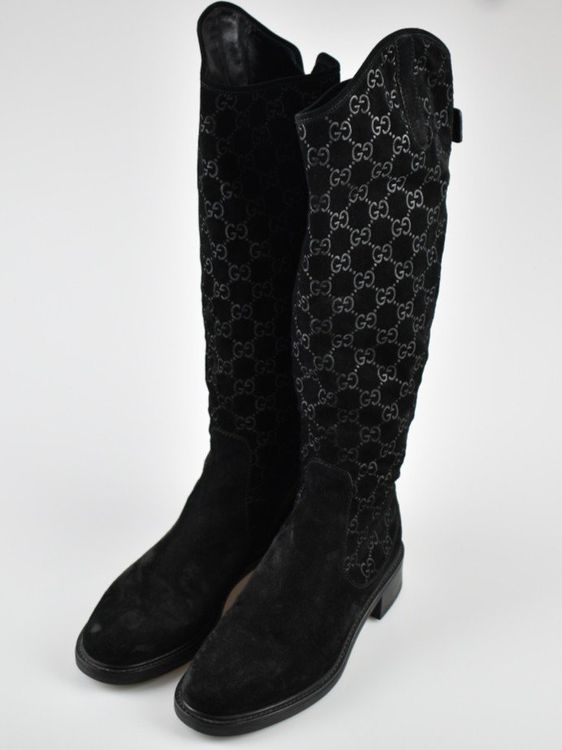 Gucci GG Black Suede Stiefel, Wildleder, Gr.38 (37.5) - 2ND STORY