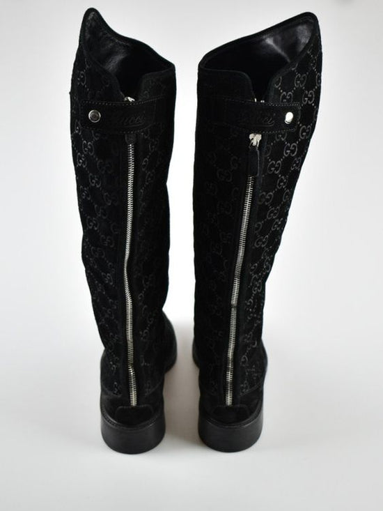 Gucci GG Black Suede Stiefel, Wildleder, Gr.38 (37.5) - 2ND STORY