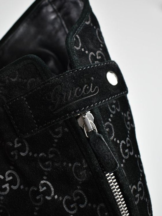 Gucci GG Black Suede Stiefel, Wildleder, Gr.38 (37.5) - 2ND STORY