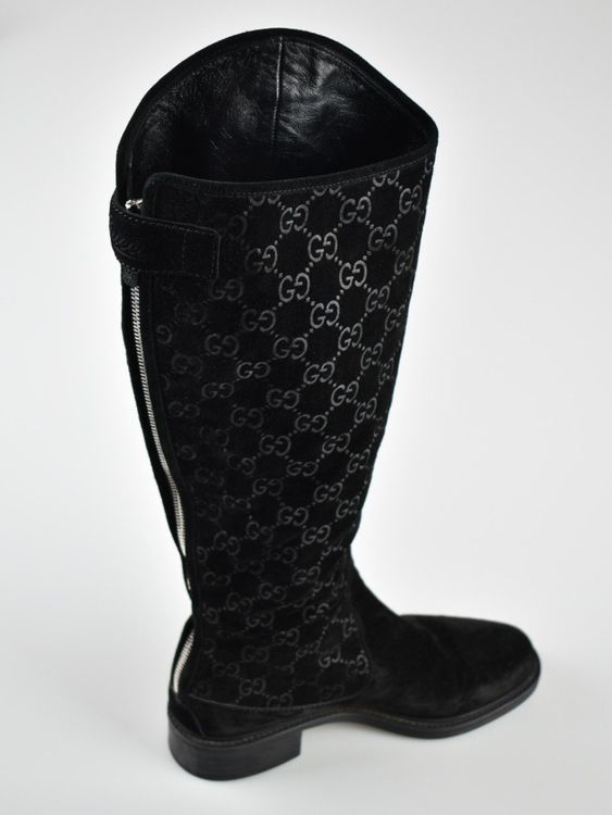 Gucci GG Black Suede Stiefel, Wildleder, Gr.38 (37.5) - 2ND STORY