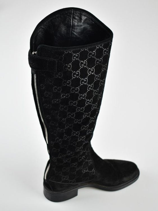 Gucci GG Black Suede Stiefel, Wildleder, Gr.38 (37.5) - 2ND STORY