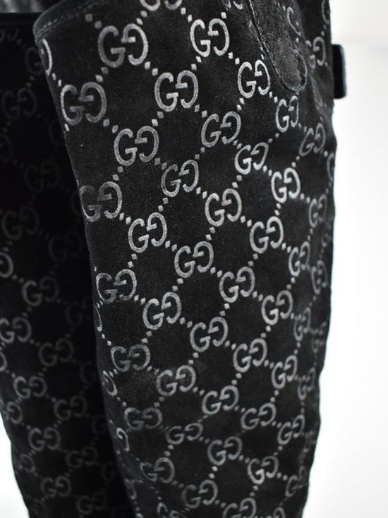 Gucci GG Black Suede Stiefel, Wildleder, Gr.38 (37.5) - 2ND STORY