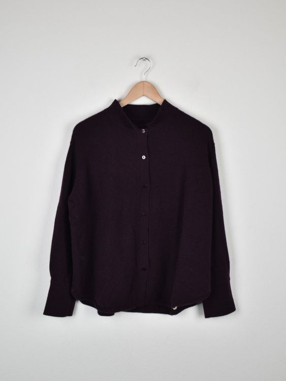 Henry Christ Cardigan, aubergine, Gr.36 - 40, 100% Kaschmir - Strickjacke - 2ND STORY