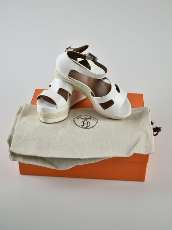 Hermès Espadrille-Wedges aus Kalbsleder, Gr.40, neu