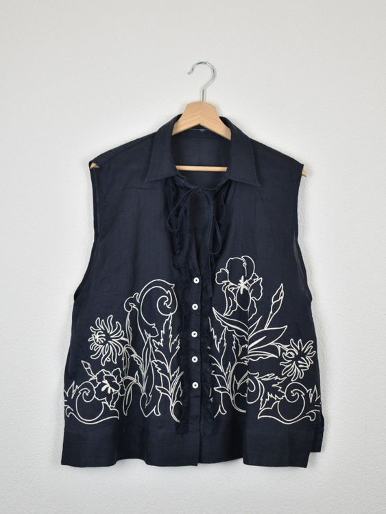 High use Leinenbluse, blau, Gr.42/44, neuwertig - Bluse - 2ND STORY