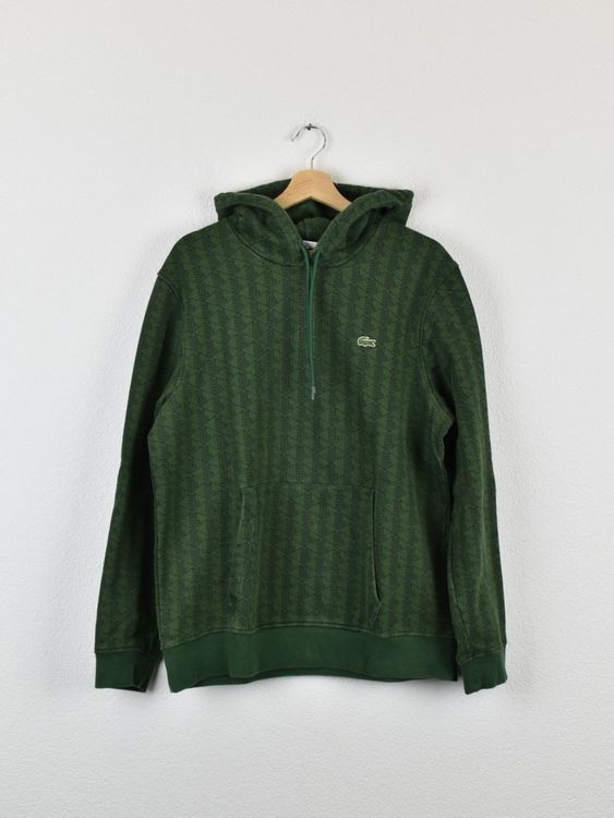 Lacoste Hoodie, grün, gemustert, Gr.XL - Pullover - 2ND STORY