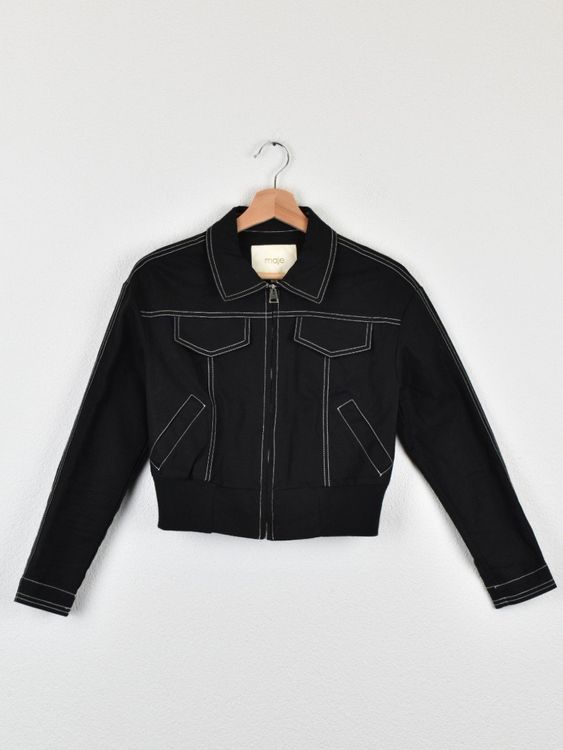 Maje Cropped Jacke, Gr.36 (34), schwarz, neuwertig - Jacke - 2ND STORY
