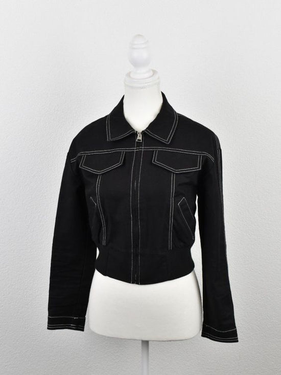 Maje Cropped Jacke, Gr.36 (34), schwarz, neuwertig - Jacke - 2ND STORY