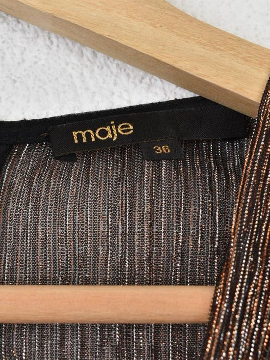 Maje Kleid, Gr.34, Lurex, Kupfer/Silber Metallic - Kleid - 2ND STORY