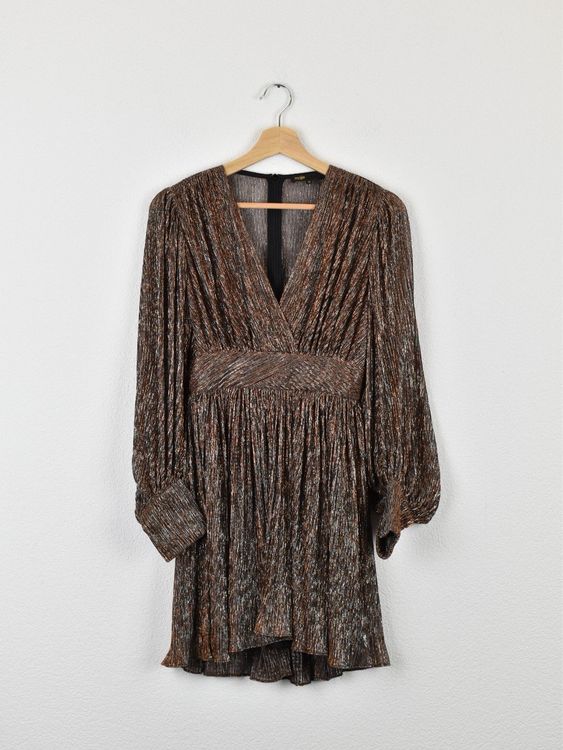 Maje Kleid, Gr.34, Lurex, Kupfer/Silber Metallic - Kleid - 2ND STORY