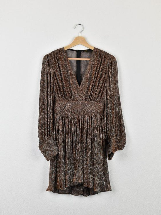 Maje Kleid, Gr.34, Lurex, Kupfer/Silber Metallic - Kleid - 2ND STORY