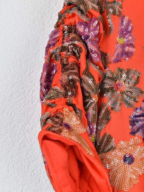 Maje Minikleid, Gr.34, Blumen & Pailletten