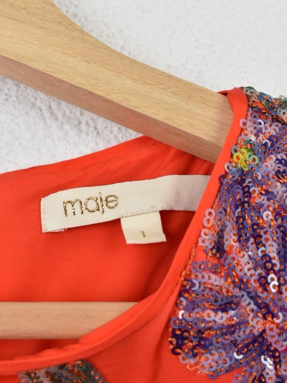 Maje Minikleid, Gr.34, Blumen & Pailletten