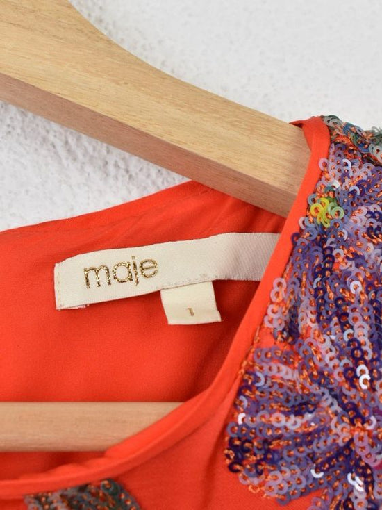 Maje Minikleid, Gr.34, Blumen & Pailletten