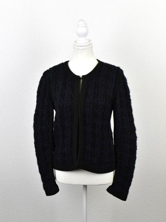 Maje Strickjacke, Gr.3 (38), blau/schwarz - Strickjacke - 2ND STORY