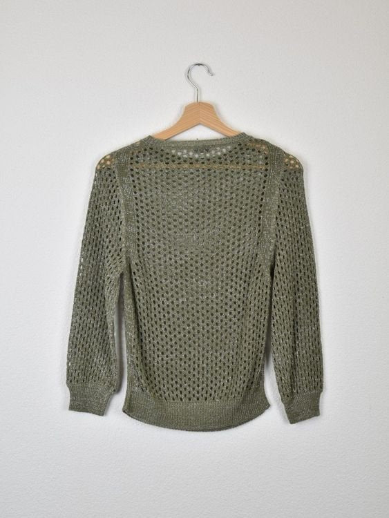 Marella Sport Pullover, Lochstrick, Gr.36, olivgrün/Glitzer - Pullover - 2ND STORY