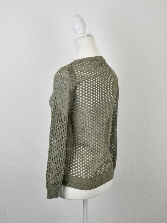 Marella Sport Pullover, Lochstrick, Gr.36, olivgrün/Glitzer - Pullover - 2ND STORY