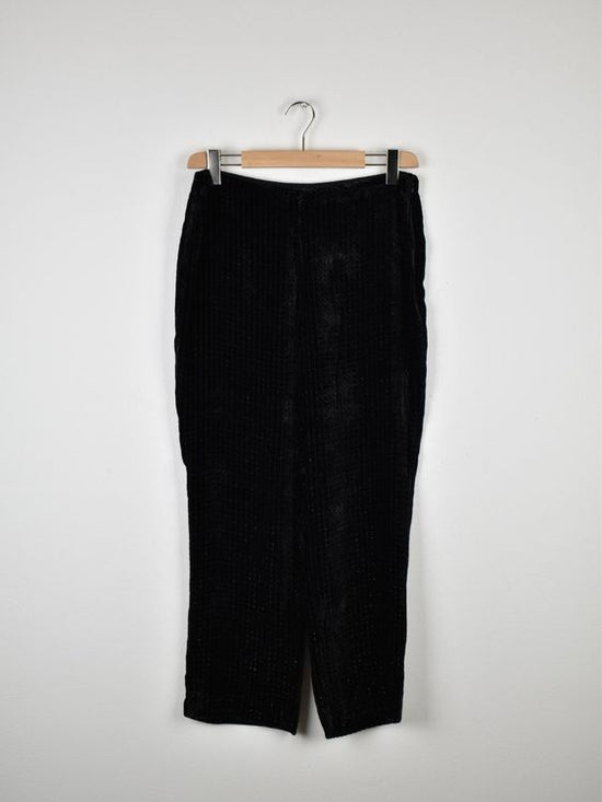 Massimo Dutti Samthose, Gr.42, schwarz mit Steinchen - 2ND STORY