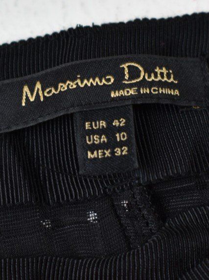 Massimo Dutti Samthose, Gr.42, schwarz mit Steinchen - 2ND STORY