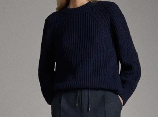 Massimo Dutti Strickpullover, neu, Gr.L, dunkelblau - Pullover - 2ND STORY