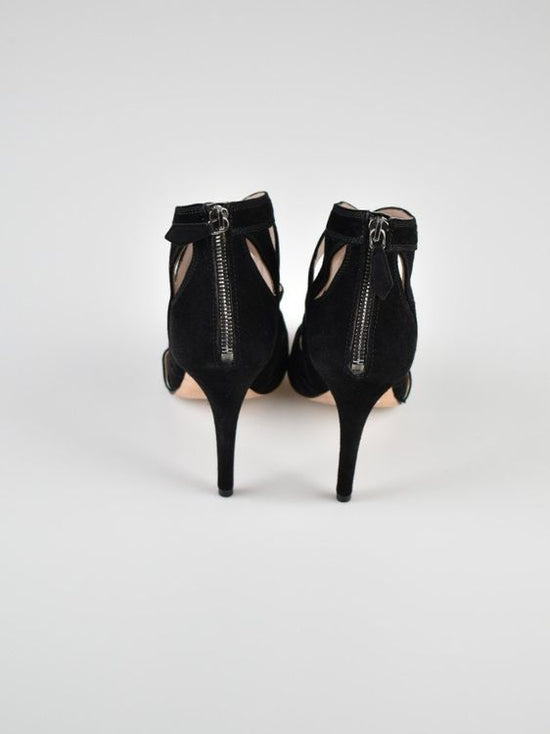 Miu Miu Peep-Toe Sandalen Gr.38.5, schwarz, Wildleder