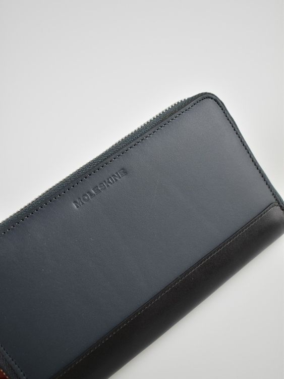Moleskine Portemonnaie, blau/schwarz, neu, Leder