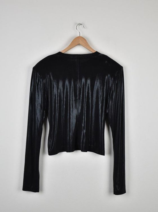 Norma Kamali Shoulder pad long sleeve crew, Gr.40 - Langarmshirt - 2ND STORY