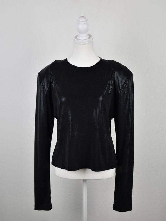 Norma Kamali Shoulder pad long sleeve crew, Gr.40 - Langarmshirt - 2ND STORY