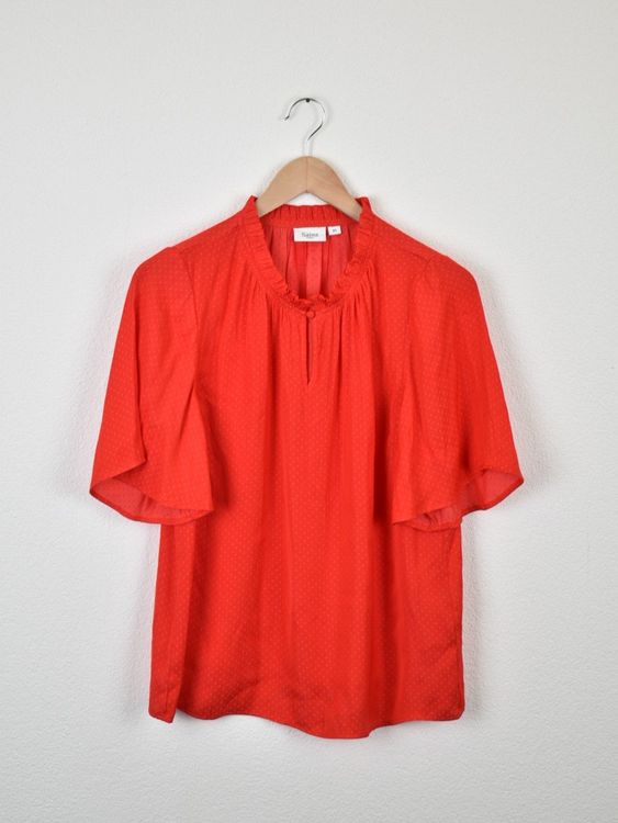 Saint Tropez "Briana" Kurzarmbluse, rot, Gr.XS - S - Bluse - 2ND STORY