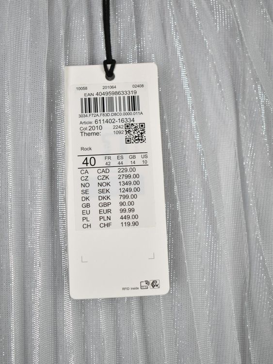 Taifun Plissee Rock, silber, Gr.40, neu mit Etikett - Rock - 2ND STORY