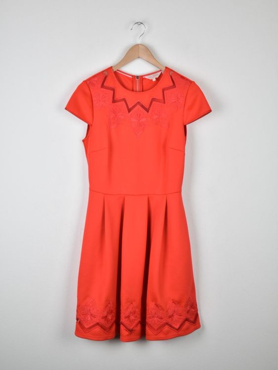 Ted Baker Cheskka Skater - Kleid Gr.2 (38), korallenrot - Kleid - 2ND STORY